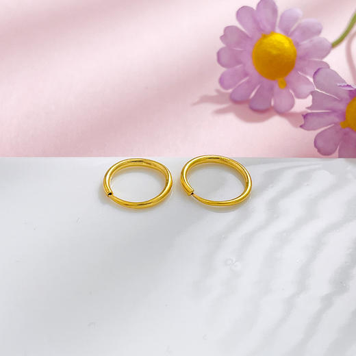 【限时克减150元】足金999.9 空心素圈圆环耳环耳圈(ES00637)（预售产品下单后不退款不退货不换货不补差价） 商品图1