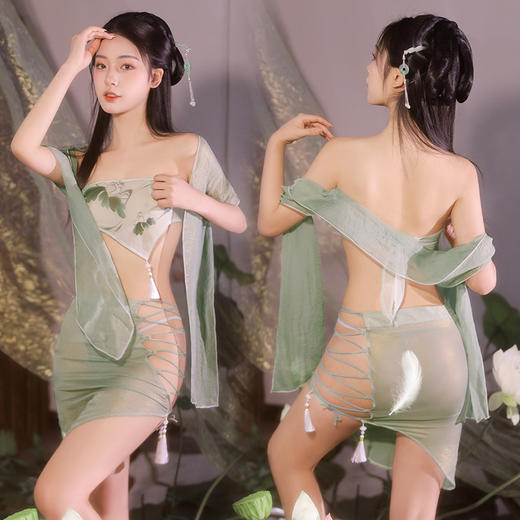 霏慕 只此青绿映荷莲肚兜套装6476  情趣内衣古装仙女装肚兜透视国风角色扮演小青夫妻刺激套装 商品图10
