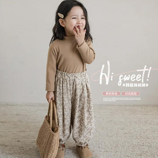 【低至39.9/2条】女童秋冬款碎花灯芯绒长裤宝宝可爱宽松韩版束脚休闲裤子印花童装 商品图1