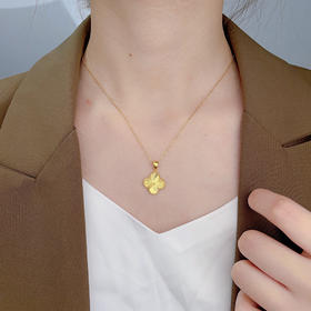 【限时克减150元】足金999.9 #小红书 【精品】空心花卉吊坠小幸运镭射四叶草吊坠（不含链，面宽约16.3*14.5mm）(DZ00792)补差价）预售产品下单后不退款不退货不换货不补差价