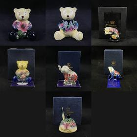 英国老图普顿手绘珐琅浮雕动物瓷偶摆件 7款可选