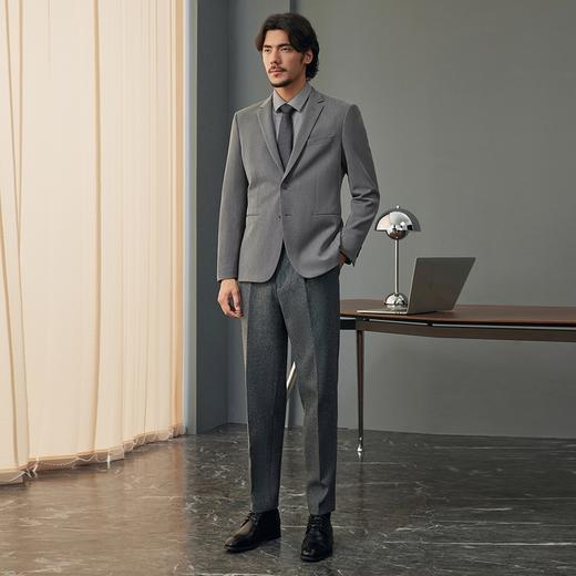 柒牌男装平驳领西装男士2024秋季新款商务绅士暗条纹花纱西服外套	127C70520 商品图3