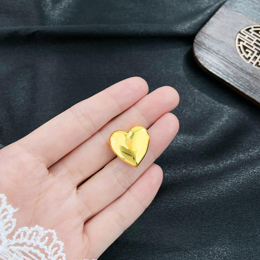 【限时7.5折】【定价黄金】足金 【精品】无氰5D空心镜面金爱心心形手串配件Diy手串配件(AR5DSC00042)预售产品下单后不退款不退货不换货不补差价 商品图3