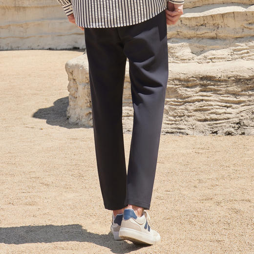 半身缘男裤 秋季弹力柔软条纹肌理纹路长裤休闲裤243101U10303429 商品图4