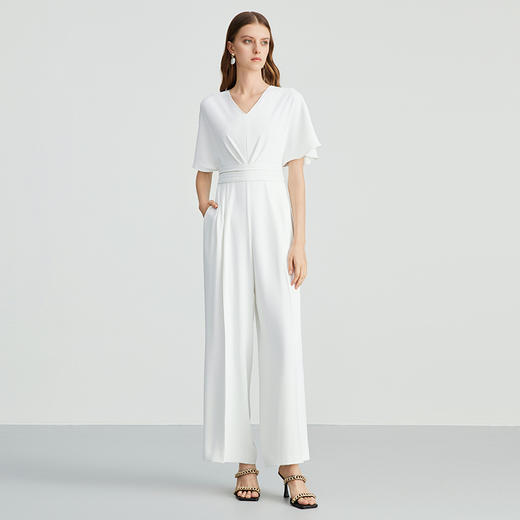 EITIE爱特爱气质V领高腰显瘦阔腿飞飞袖连体裤夏新款B2412302 商品图1