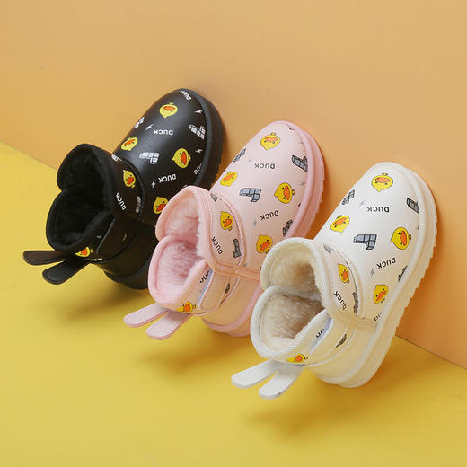 【贴心加绒 带来温暖~】冬季新款 儿童雪地靴 男童防水加厚宝宝棉鞋 软底女童加绒保暖童棉靴-QQ 商品图0