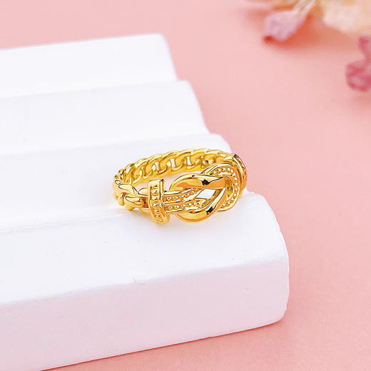 【限时克减150元】足金 【精品】无氰5D硬金镂空固口戒指链条臂马蹄扣圈戒（面宽约7.8-8.2mm)(AR5DJZ00041)（预售产品下单后不退款不退货不换货不补差价） 商品图1