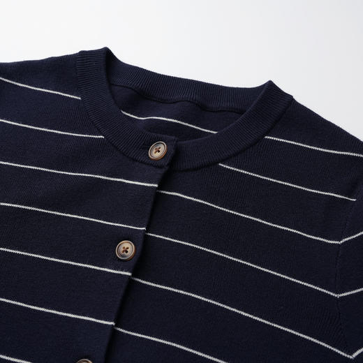 ROMI STUDIO “法式随性” 16s莱赛尔弹力透气条纹针织开衫442C9106 商品图2