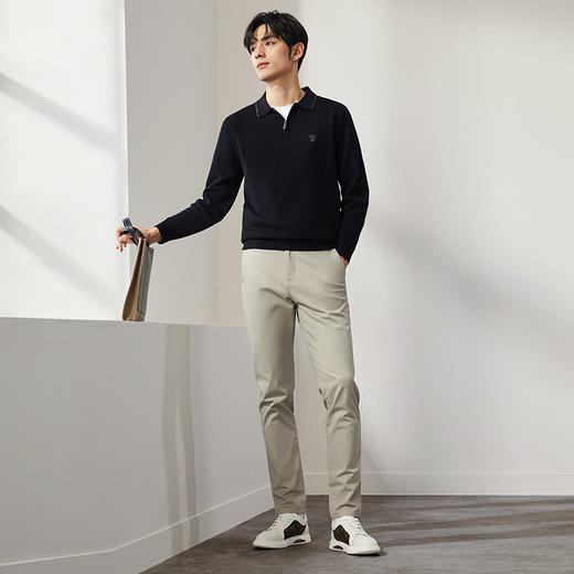 柒牌半拉链针织衫男2024秋季新款时尚休闲中青年保暖舒适翻领毛衫	127Y70470 商品图3