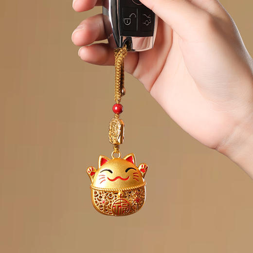 【喵喵万福】灵机锦鲤金钱猫挂饰 镂空雕花车挂挂件钥匙扣 商品图6