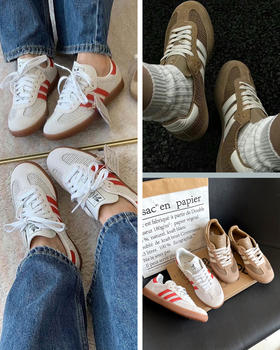 现货 THS 8.17-无 阿迪家 情侣款  Samba夏季复古休闲板鞋 透气网眼鞋 2色 QZ089