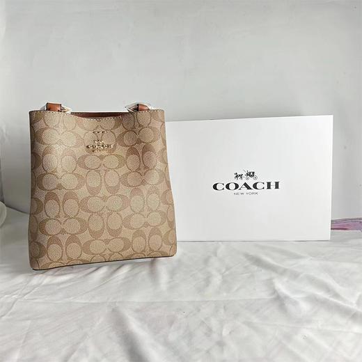 【送礼盒礼袋】COACH/蔻驰包包女士老花水桶包单肩斜跨手提包 商品图4