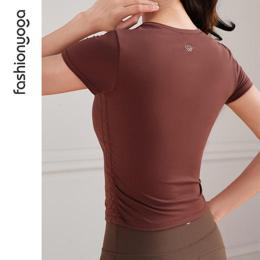 FC14353圆领抽褶收腰短袖 商品图5