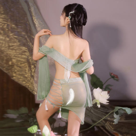 霏慕 只此青绿映荷莲肚兜套装6476  情趣内衣古装仙女装肚兜透视国风角色扮演小青夫妻刺激套装 商品图5
