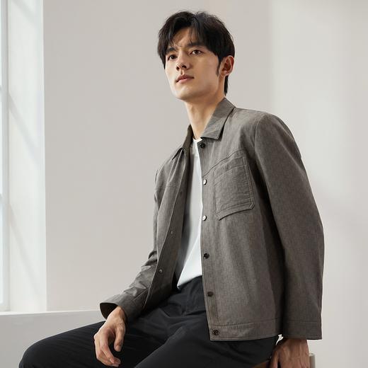 柒牌工装夹克男2024秋季新款商务通勤休闲满身印花翻领茄克衫外套	127K70110 商品图1