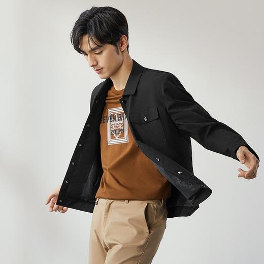 柒牌翻领夹克男秋季新款时尚休闲工装风中青年格纹提花茄克衫外套	127K70080 商品图1