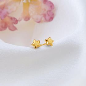 【限时克减128元】足金999 5G黄金砂面小星星耳钉(AG5GES00128)（预售产品下单后不退款不退货不换货不补差价）