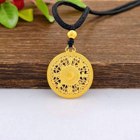 【限时克减128元】足金 #八宝罗盘 #古法挂绳空心镂空万福八宝罗盘吊坠（面宽约26.3*22.7mm，含珠子）(ANWZGFDZ00200-15)预售产品下单后不退款不退货不换货不补差价