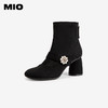 MIO米奥花朵点缀显瘦圆头高跟靴子小众设计时装靴女M245603041 商品缩略图0