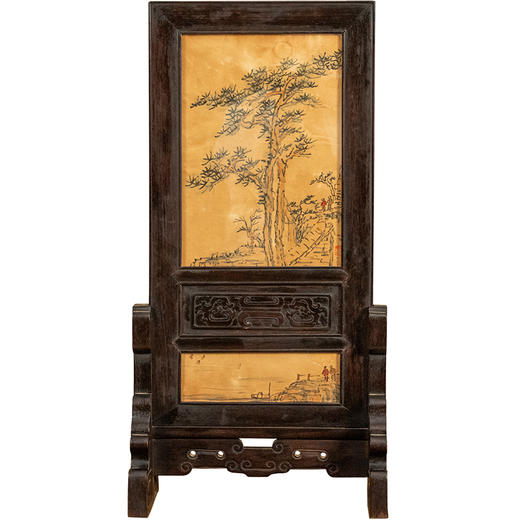 清 红木雕螭龙捧寿插屏 商品图5