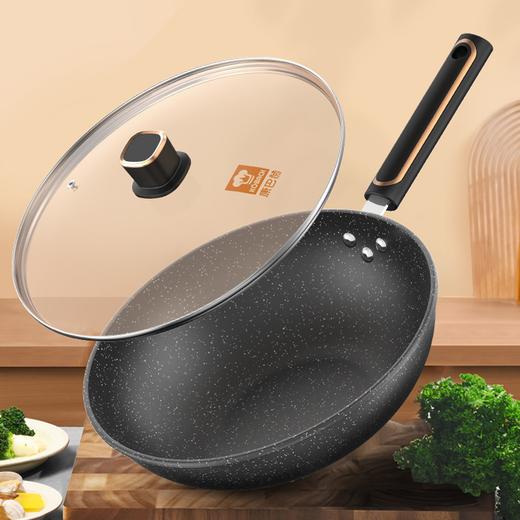 康巴赫-福味麦饭石色不粘平底炒菜锅32cm 精铁不沾层 电磁炉煤气灶通用炒锅LPB-W32A 商品图0