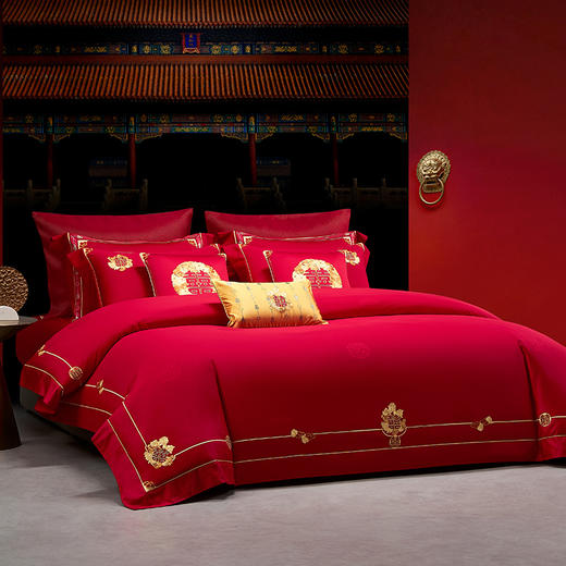 梦洁MENDALE纯棉提花六件套：双囍百花1010101281 商品图0