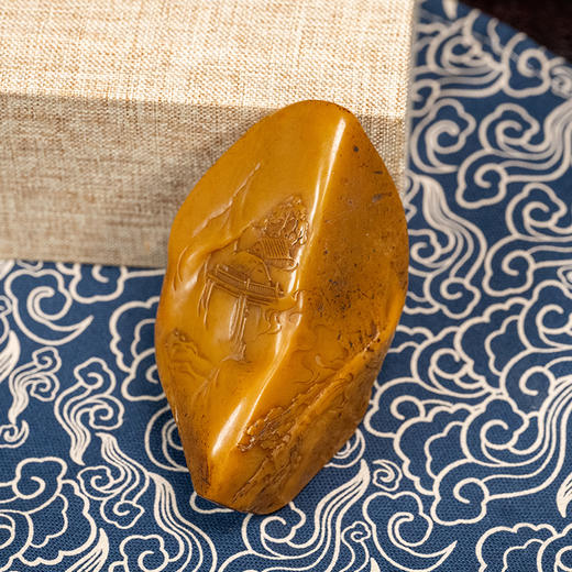 清 田黄石雕松下高仕把件 商品图1