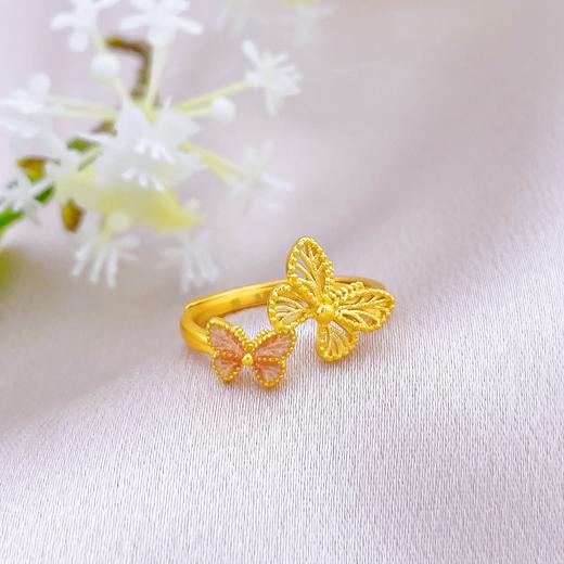 【限时克减150元】足金999 #九紫离火 古法活口戒指镂空绕线低温珐琅相遇蝶相恋蝶错口蝴蝶女戒(YGFJZ00035)（预售产品下单后不退款不退货不换货不补差价 商品图1