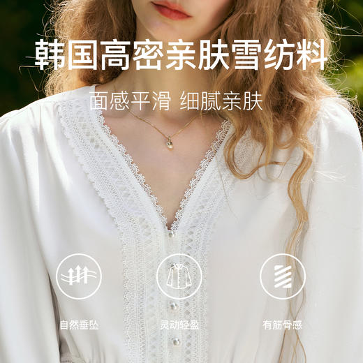OLrain欧芮儿法式雪纺衫女秋季2024年新款气质v领长袖上衣衬衣 商品图4