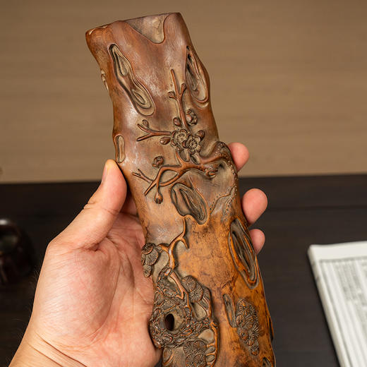 清 黄杨木雕松竹梅岁寒三友臂搁 商品图2