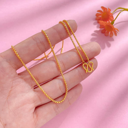 【限时克减128元】足金999.9 【精品】不可调节万字链项链(XL00383)补差价）补差价）预售产品下单后不退款不退货不换货不补差价 商品图3