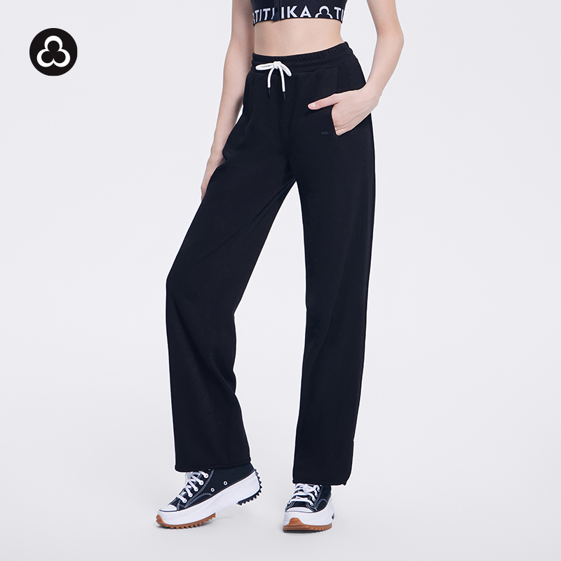 TITIKA 肌理感抽绳直筒裤秋冬棉感透气健身休闲裤宽松运动长裤11170