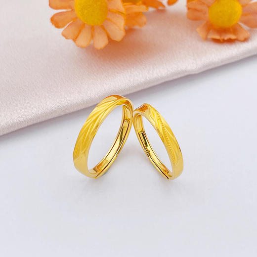 【限时克减150元】足金999 #情侣日常 5G黄金实心活口戒指金枝玉叶叶子情侣对戒/对(AG5GQLJ00029)（预售产品下单后不退款不退货不换货不补差价） 商品图0
