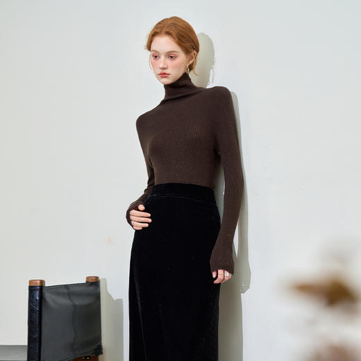 85.7%绵羊毛高领长袖毛衣女秋季轻薄保暖内搭上衣SS140281 商品图4