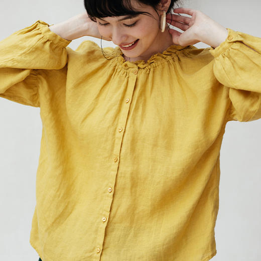 绽放旅行女装535朵/高端汉麻开衫双层毛边开襟系扣落肩宽松长袖衫 商品图3