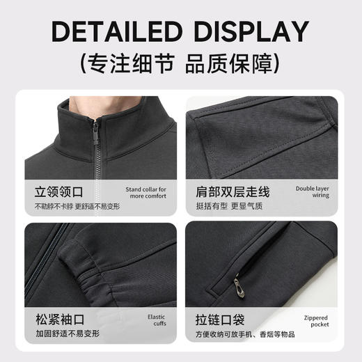 【特大码】【新款DAL】大依优型大码立领开衫卫衣外套拼接男宽松加肥加大码上衣夹克运动潮流 商品图5