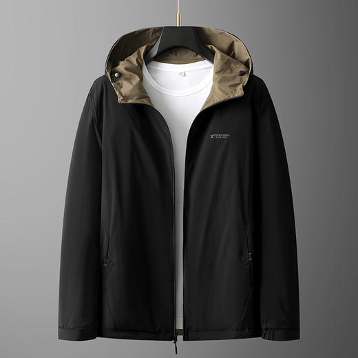 【实体店同款】【双面穿】【新款DPX】大依优型大码男装连帽夹克加肥加大休闲夹克胖子宽松外套上衣 商品图0