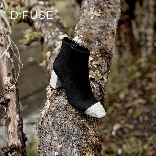 D:fuse迪芙斯冬季新款气质烫钻拼色细跟短靴女靴DF34116107 商品图2