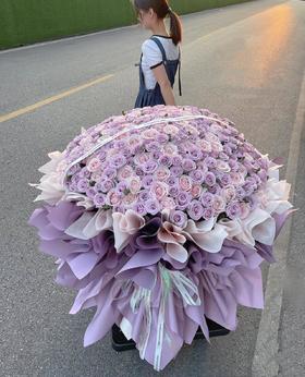 同城送花高端定制花束520朵浪漫紫色多瑙河