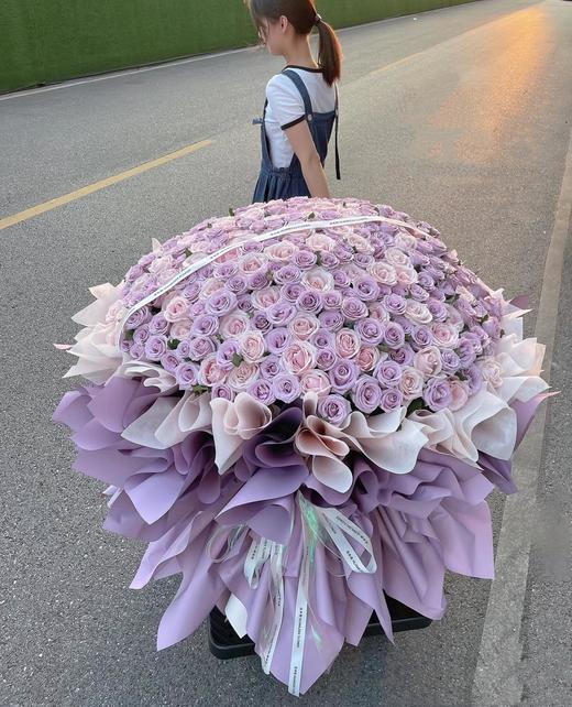 同城送花高端定制花束520朵浪漫紫色多瑙河 商品图0