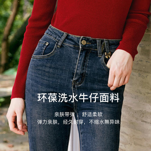 OLrain欧芮儿复古蓝微喇牛仔裤女早秋2024年新款百搭高腰直筒长裤 商品图4