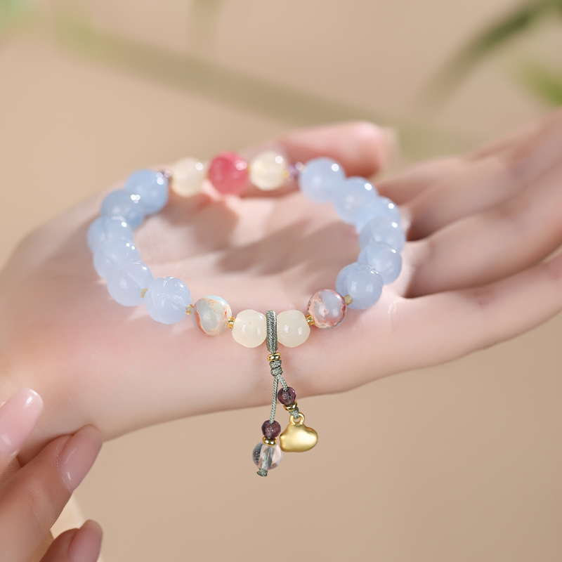 敦煌【金丝玉莲花招财手串】敦煌新中式祈福文玩 金丝玉莲花招财国风女生手串