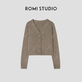 ROMI STUDIO “温柔质感” 7针6s羊绒羊毛混纺V领针织开衫 432WS130
