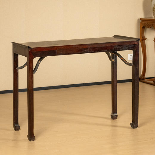 清 红木暗屉霸王枨带翘头四面平条桌 商品图0