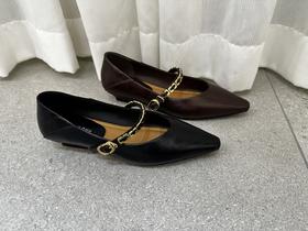 【门店同款】秋尖头五金一字带单鞋