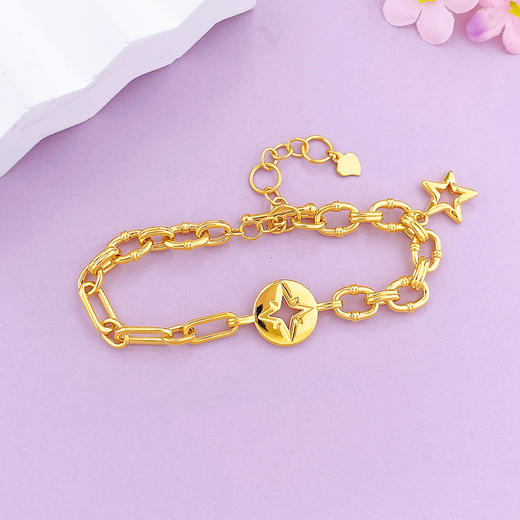 【限时克减150元】足金 【精品】无氰5D硬金调节星芒手链镂空环环相扣手链星星手链(AU5DSL00010)（预售产品下单后不退款不退货不换货不补差价） 商品图1