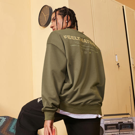 有志者UZIS 美式休闲运动卫衣男篮球跑步秋季复古圆领套头衫[烙印 商品图2