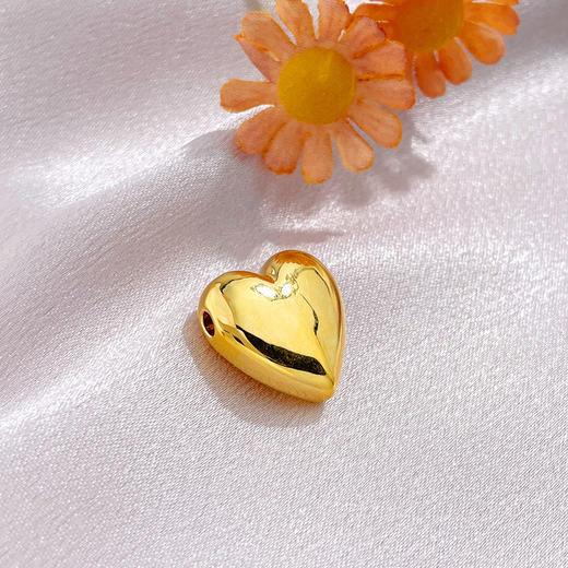 【限时7.5折】【定价黄金】足金 【精品】无氰5D空心镜面金爱心心形手串配件Diy手串配件(AR5DSC00042)预售产品下单后不退款不退货不换货不补差价 商品图2