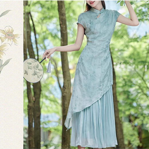裁缝学苑AS308茶服裙子新中式假两件连衣裙纸样女装禅意旗袍样板 商品图3