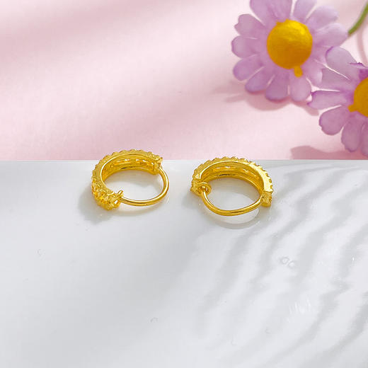 【限时克减150元】足金999.9 双排仿钻耳扣耳圈(ES00638-02)（预售产品下单后不退款不退货不换货不补差价（预售产品下单后不退款不退货不换货不补差价 商品图1